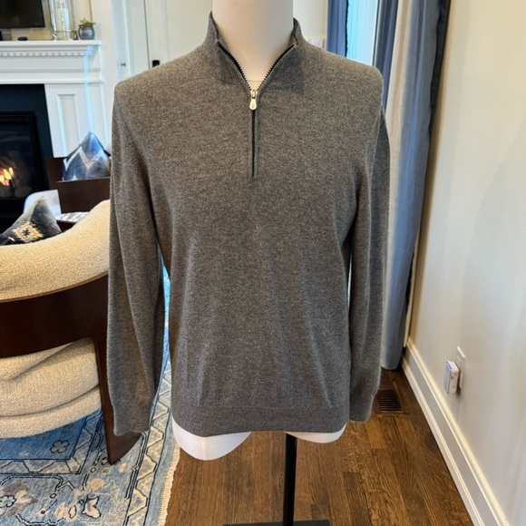 Brunello Cucinelli Other - Brunello Cucinelli Men’s Gray 100% Cashmere Quarter Zip Sweater IT50/US40
